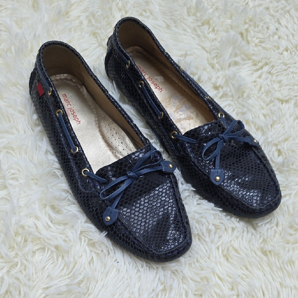 Marc Joseph Dark Blue Textured Loafers